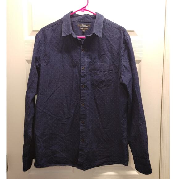 Marc Anthony Men's Size Large Luxury Slim Fit Blue Button-Up Textured Shirt - Picture 1 of 5
